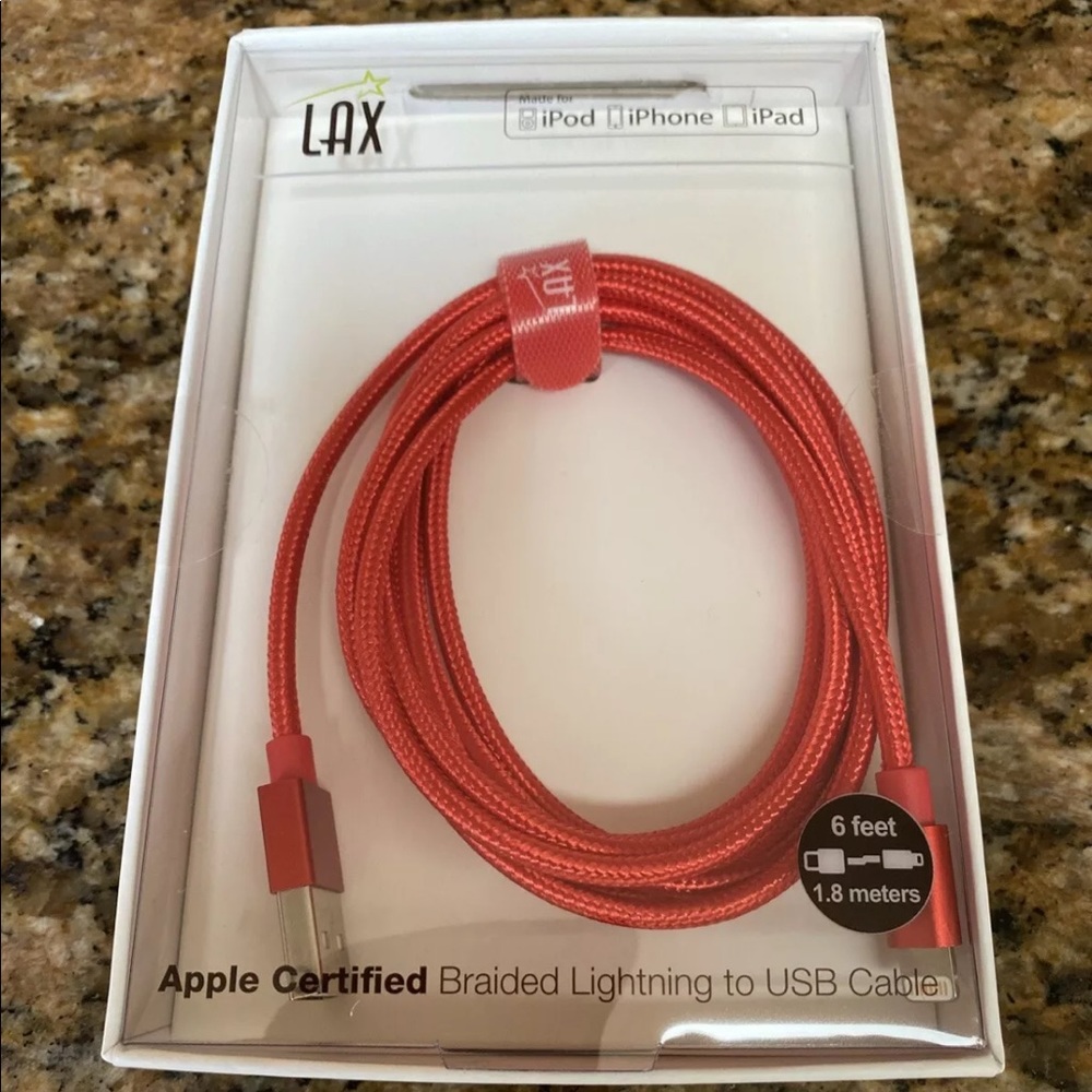 LAX Apple Cert Braided Lightning to USB 6 Ft